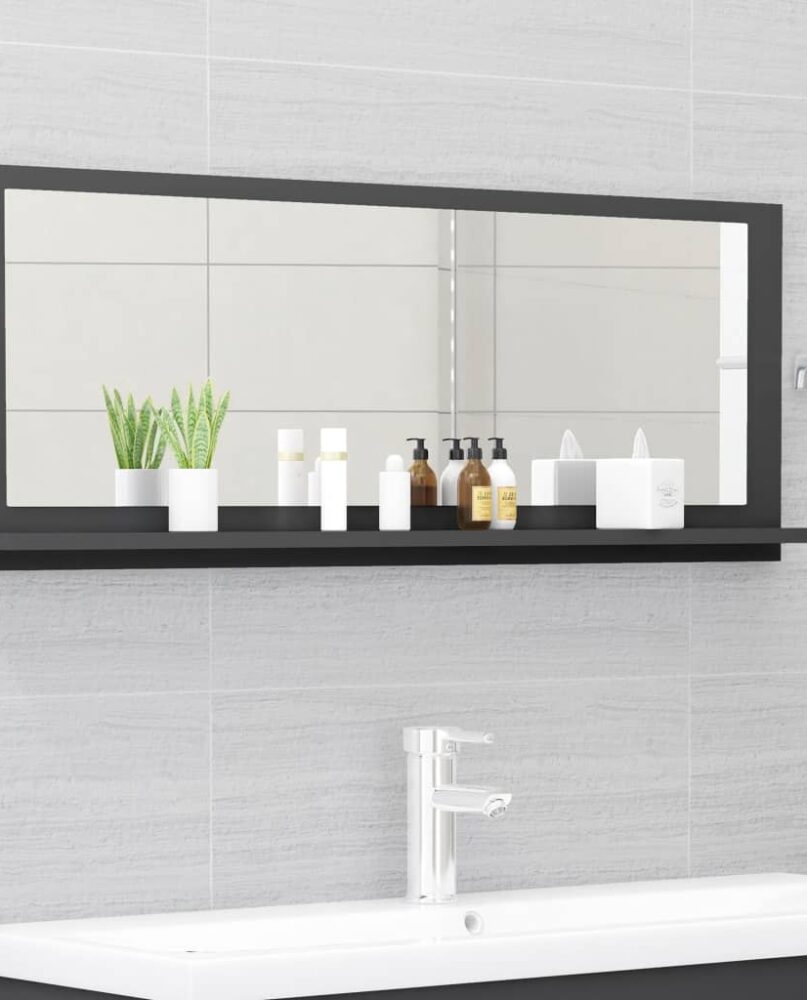 NNEVL Bathroom Mirror Grey 100cm Chipboard