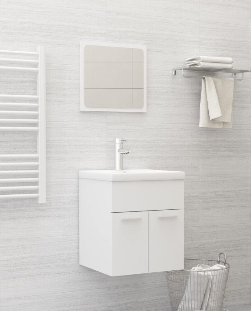 NNEVL 2 Piece Bathroom Furniture Set White Chipboard