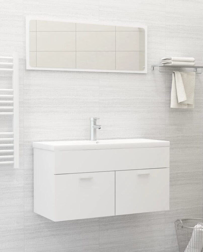 NNEVL 2 Piece Bathroom Furniture Set White Chipboard