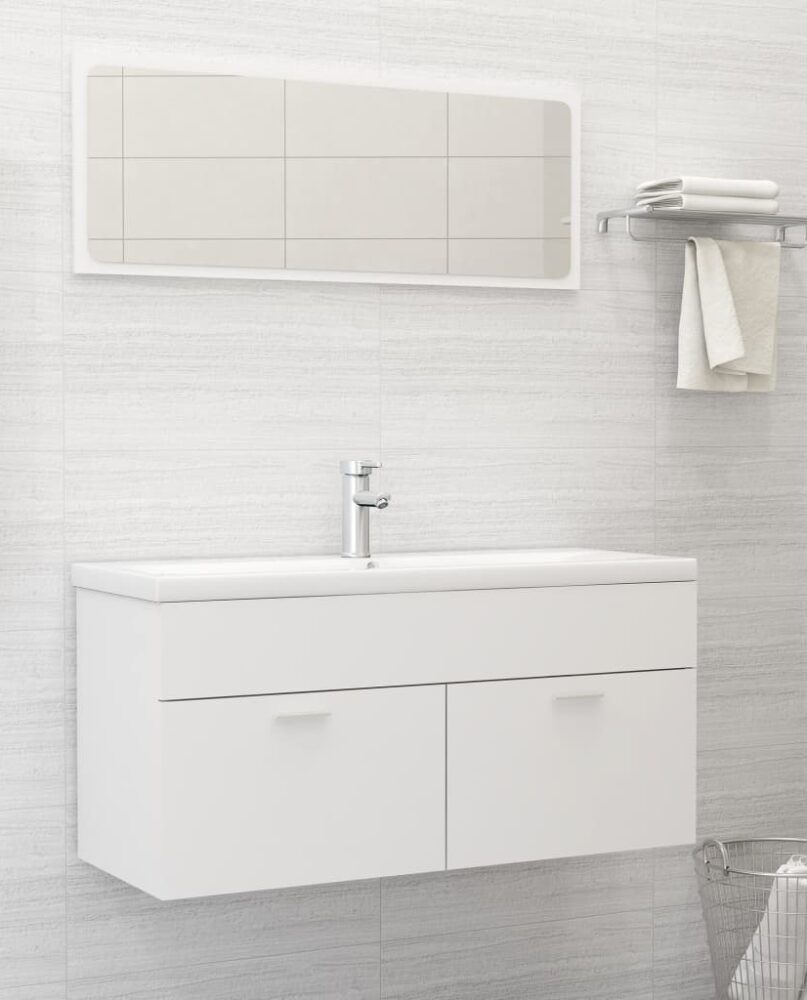 NNEVL 2 Piece Bathroom Furniture Set White Chipboard