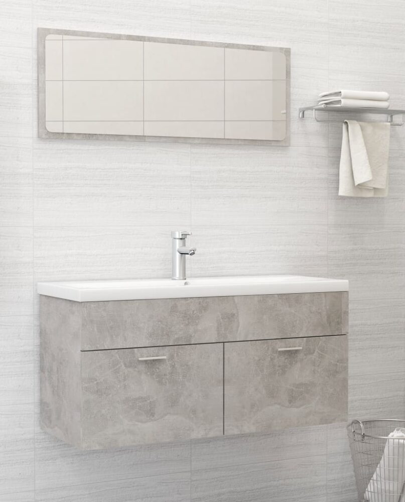 NNEVL 2 Piece Bathroom Furniture Set Concrete Grey Chipboard
