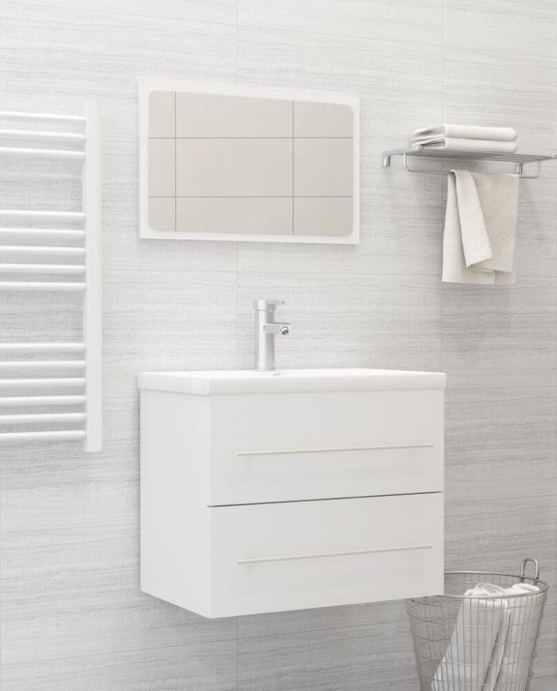 NNEVL 2 Piece Bathroom Furniture Set White Chipboard