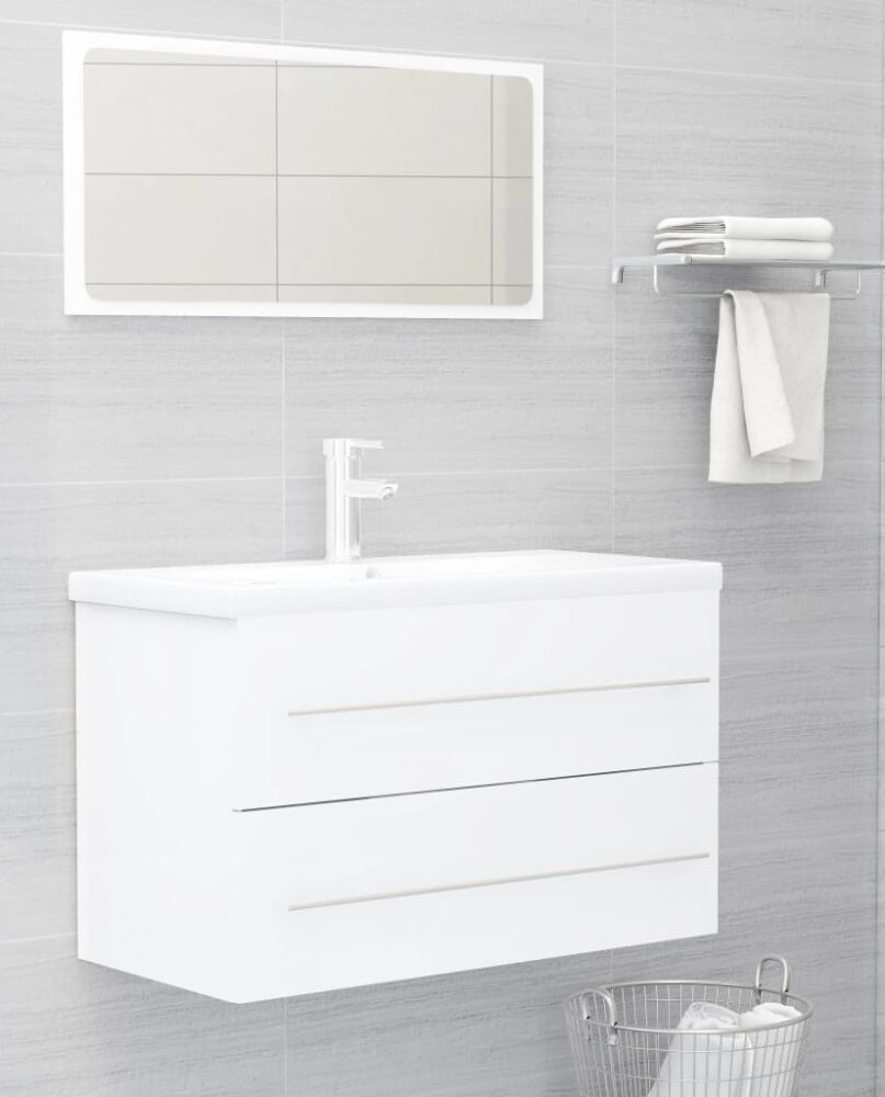 NNEVL 2 Piece Bathroom Furniture Set White Chipboard