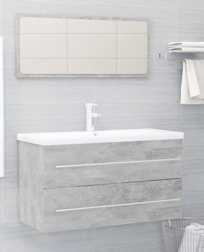 NNEVL 2 Piece Bathroom Furniture Set Concrete Grey Chipboard