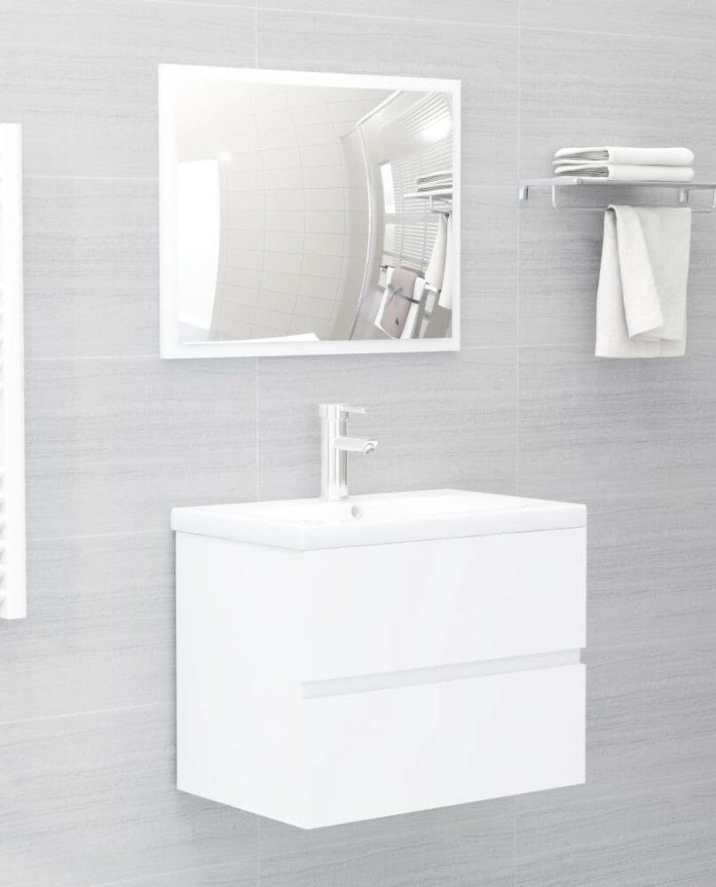 NNEVL 2 Piece Bathroom Furniture Set White Chipboard