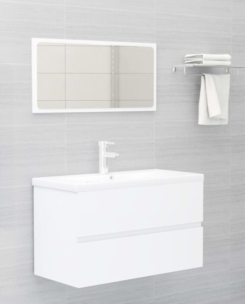 NNEVL 2 Piece Bathroom Furniture Set White Chipboard