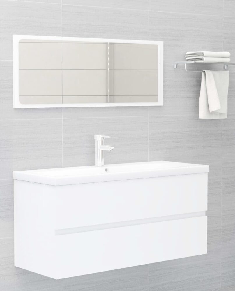 NNEVL 2 Piece Bathroom Furniture Set White Chipboard