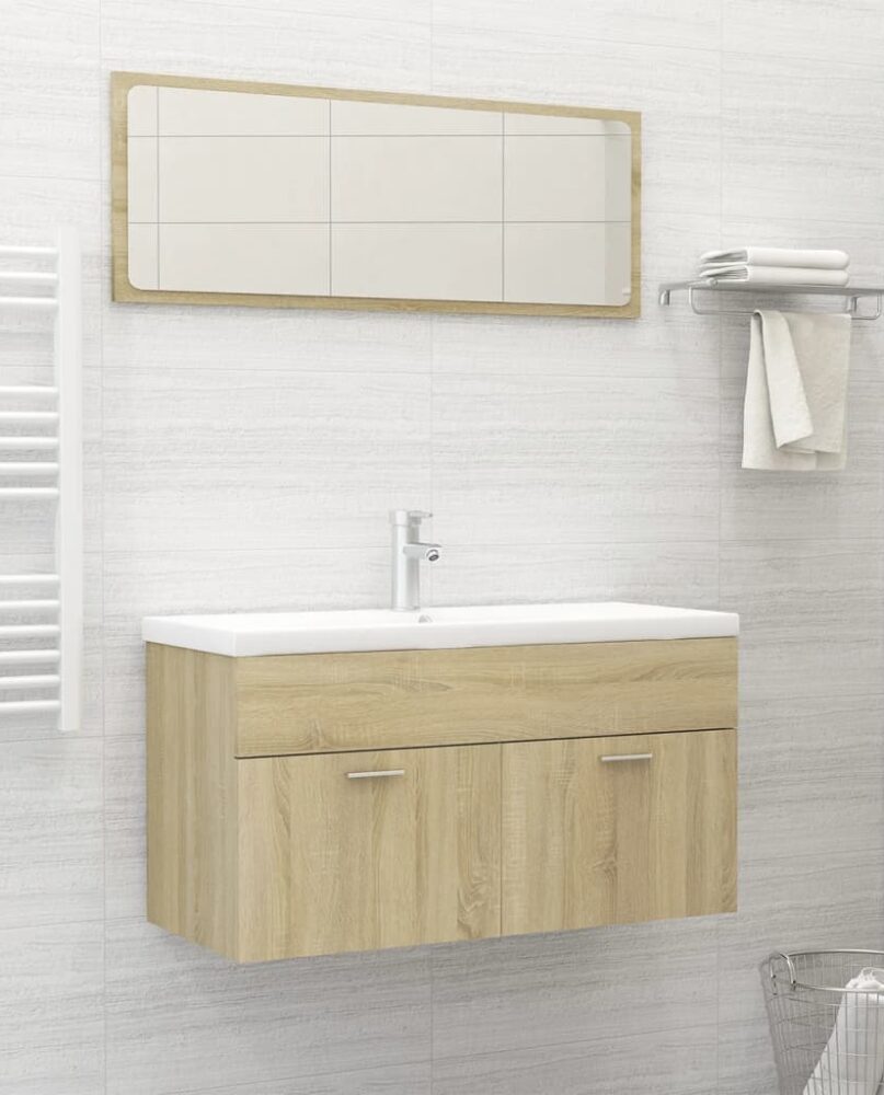 NNEVL Bathroom Furniture Set Sonoma Oak Chipboard
