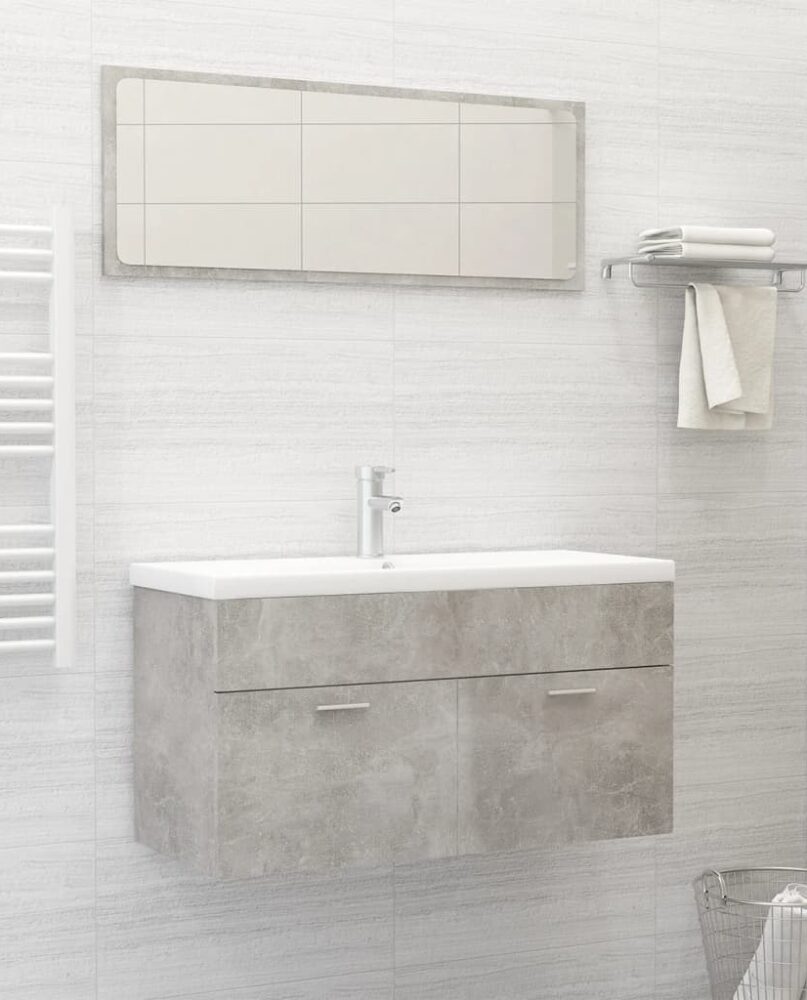 NNEVL Bathroom Furniture Set Concrete Grey Chipboard