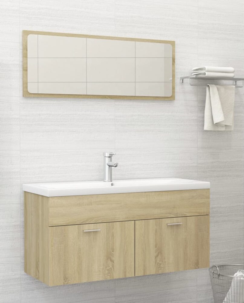 NNEVL Bathroom Furniture Set Sonoma Oak Chipboard