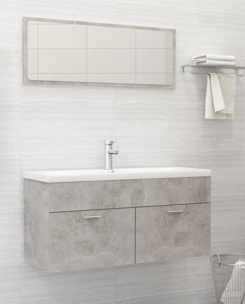 NNEVL Bathroom Furniture Set Concrete Grey Chipboard