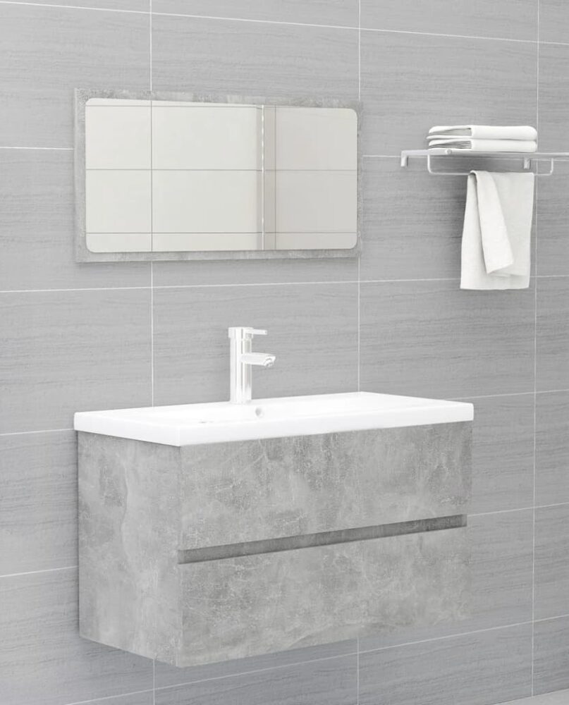 NNEVL Bathroom Furniture Set Concrete Grey Chipboard