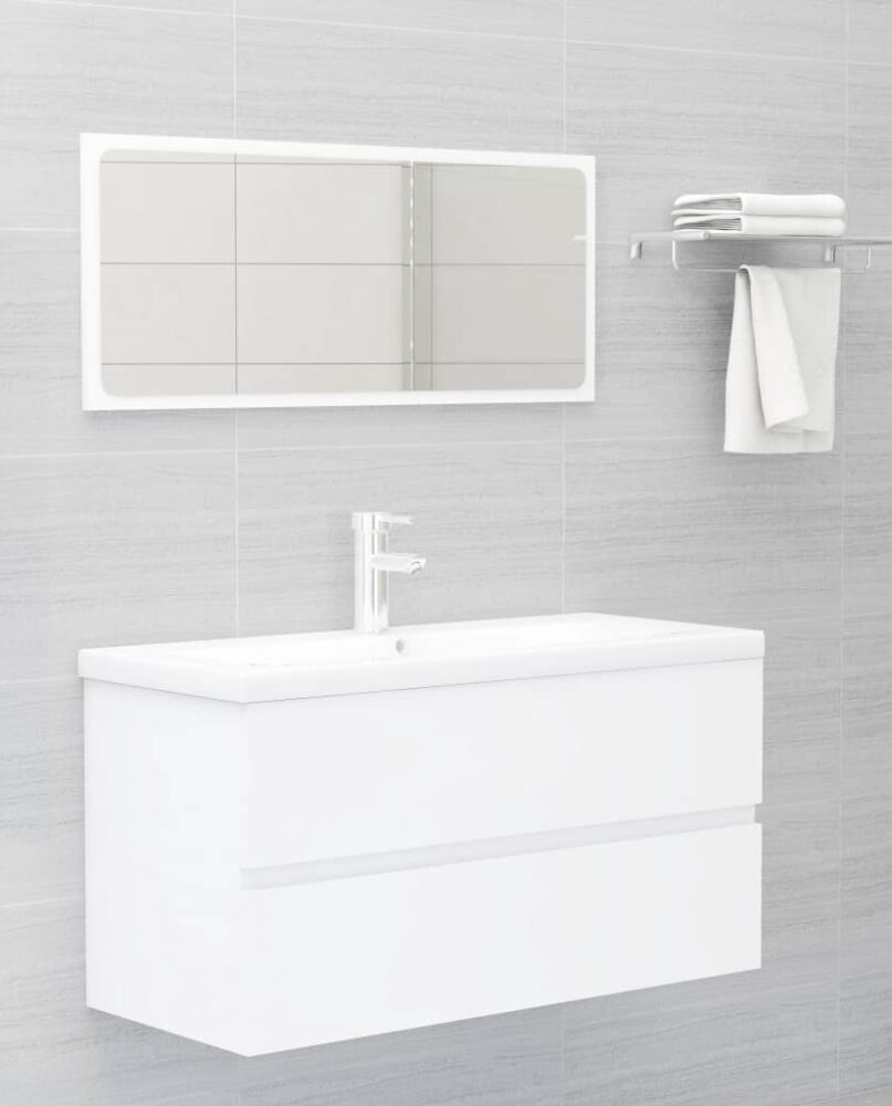 NNEVL Bathroom Furniture Set White Chipboard