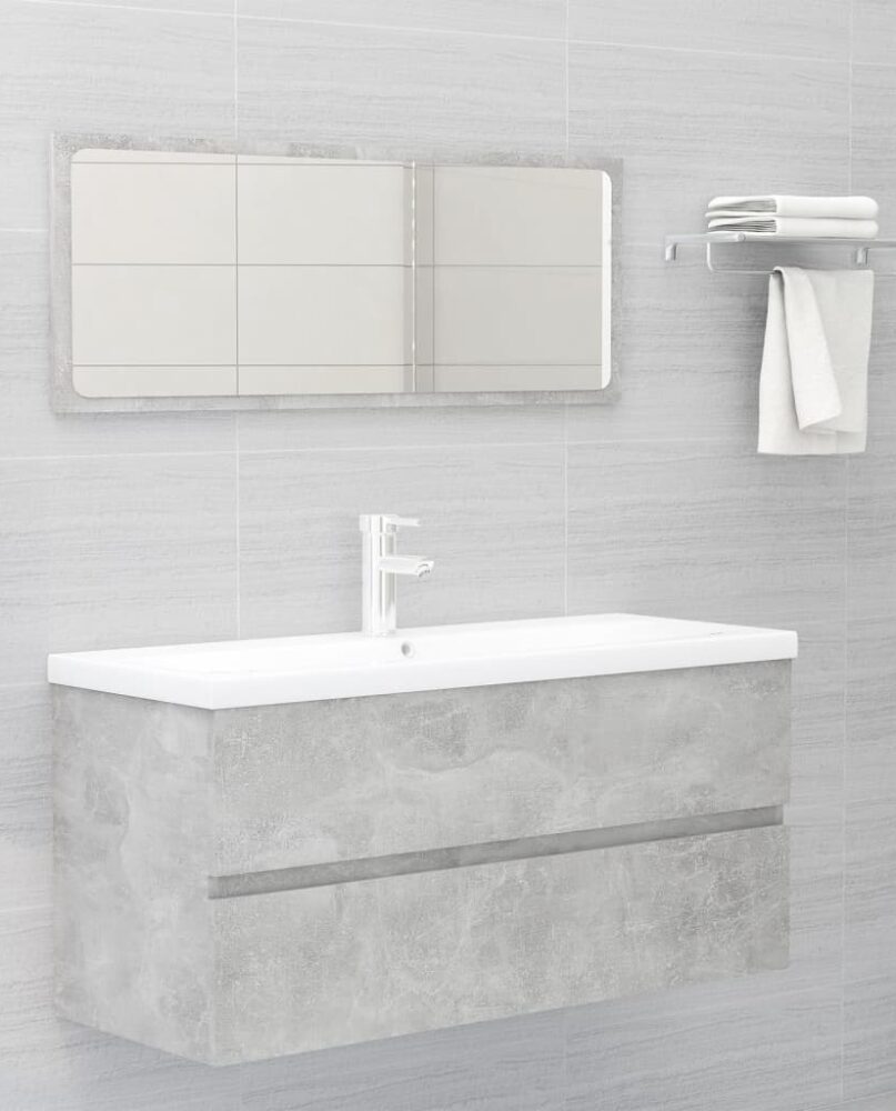 NNEVL Bathroom Furniture Set Concrete Grey Chipboard