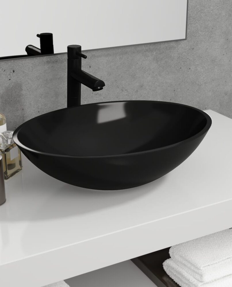 NNEVL Basin Glass 50x37x14 cm Black
