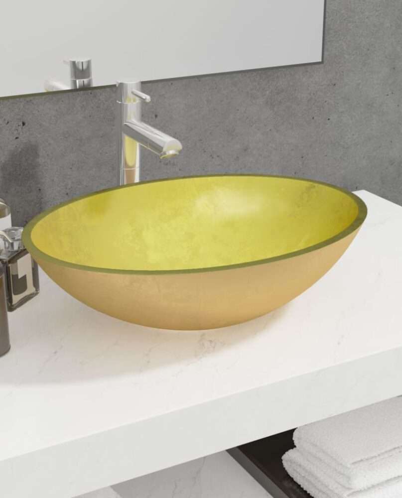NNEVL Basin Glass 50x37x14 cm Gold