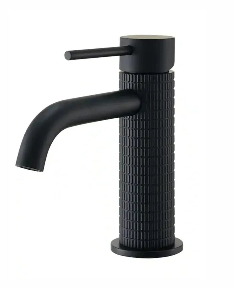 Fossa 9" Vitro Brass Wash Basin Mixer Tap Hot & Cold Black
