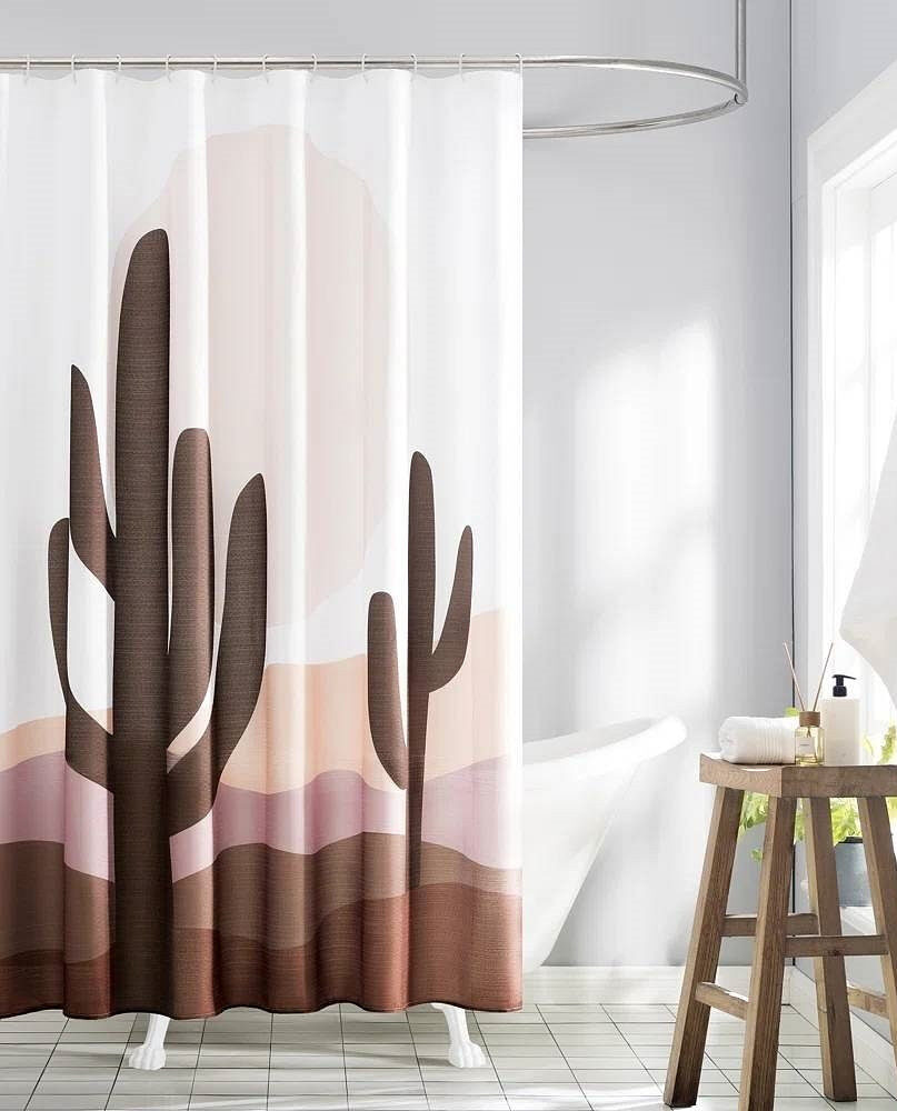 72-in. Desert Cactus Sunset Brown Red Tan Southwest Shower Curtain