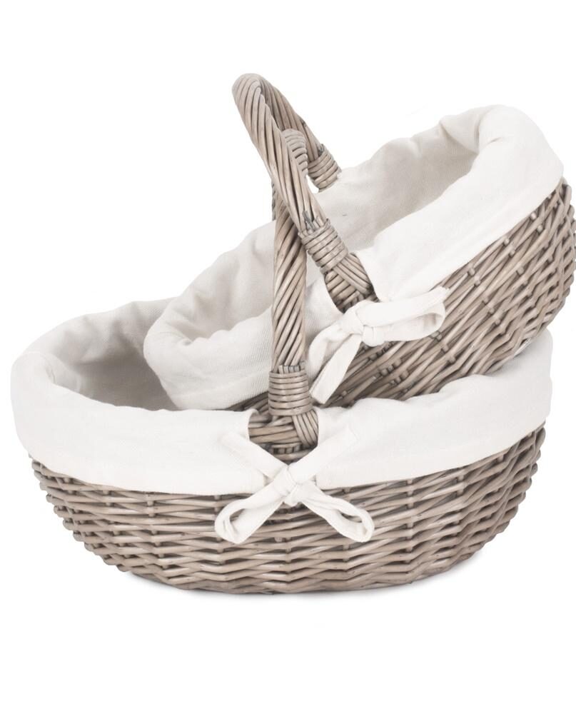 Lined Antique Wash Wicker Bathroom Shopping Basket