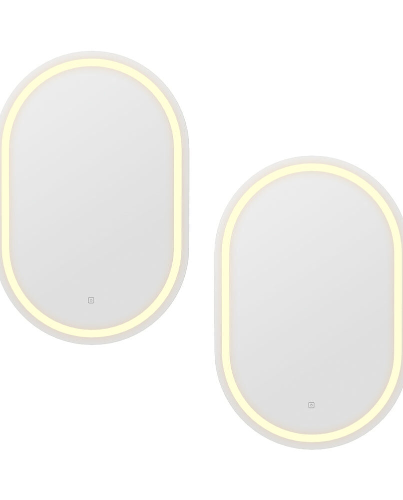 Embellir 2 LED Wall Mirror With Light 50X75CM Bathroom Decor Oval Mirrors Vanity