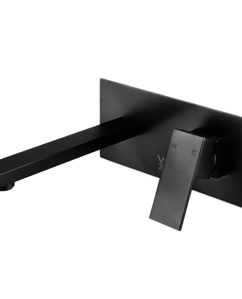 NNEDSZ Bathroom Tap Wall Square Black Basin Mixer Taps Vanity Brass Faucet