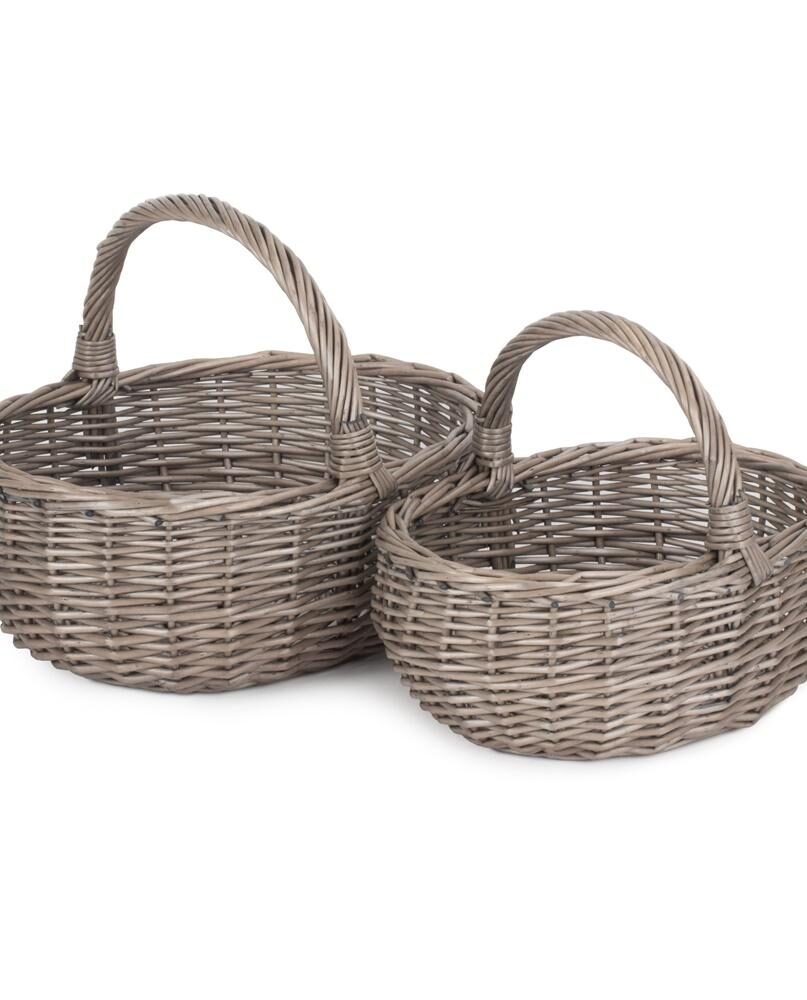 Unlined Antique Wash Wicker Bathroom Shopping Basket