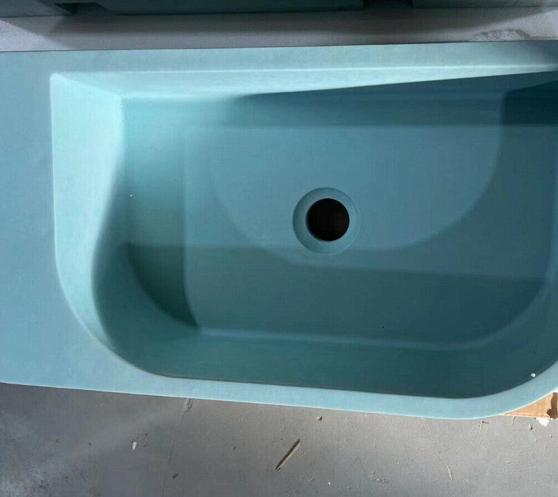 NNEDSZ New Concrete Cement Wash Basin Counter Top Matte Teal Wall Hung Basin