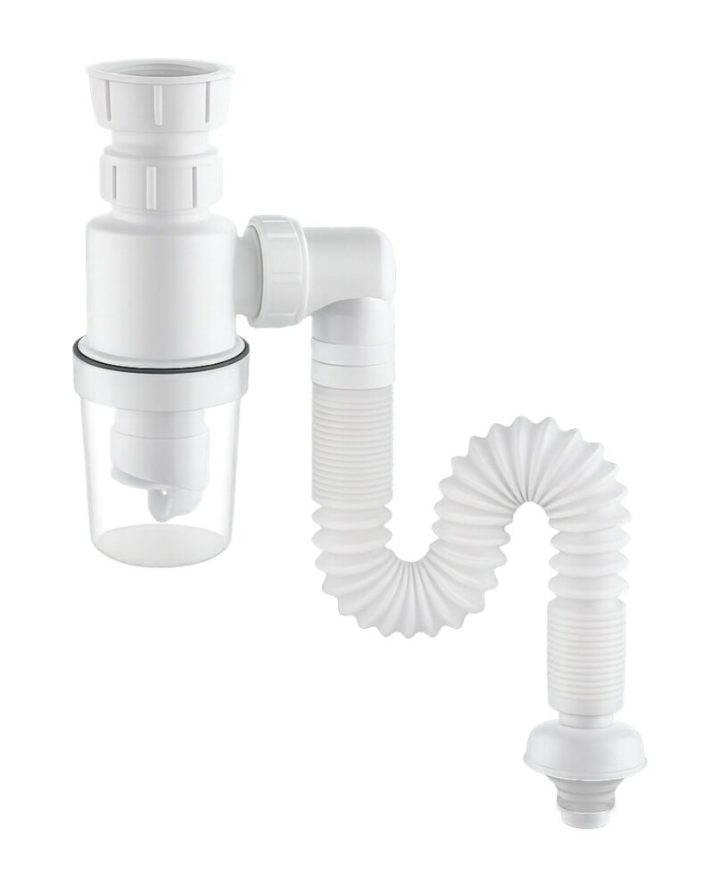 Flexible Wash basin Pipe with Cup Trap  (White)