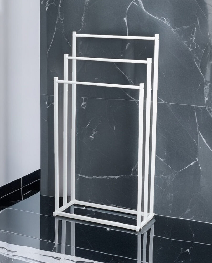 Black  White 3 Tier Free Standing Towel Rail Stand Unit Rack Storage Bathroom
