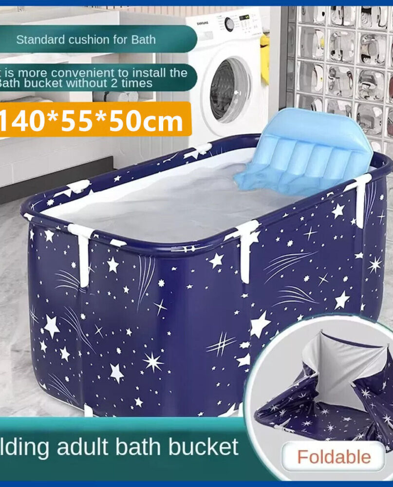 Bathtub Folding Portable Bath Tub A Dult Kids Warm Home Spa Soaking Barrel PVC