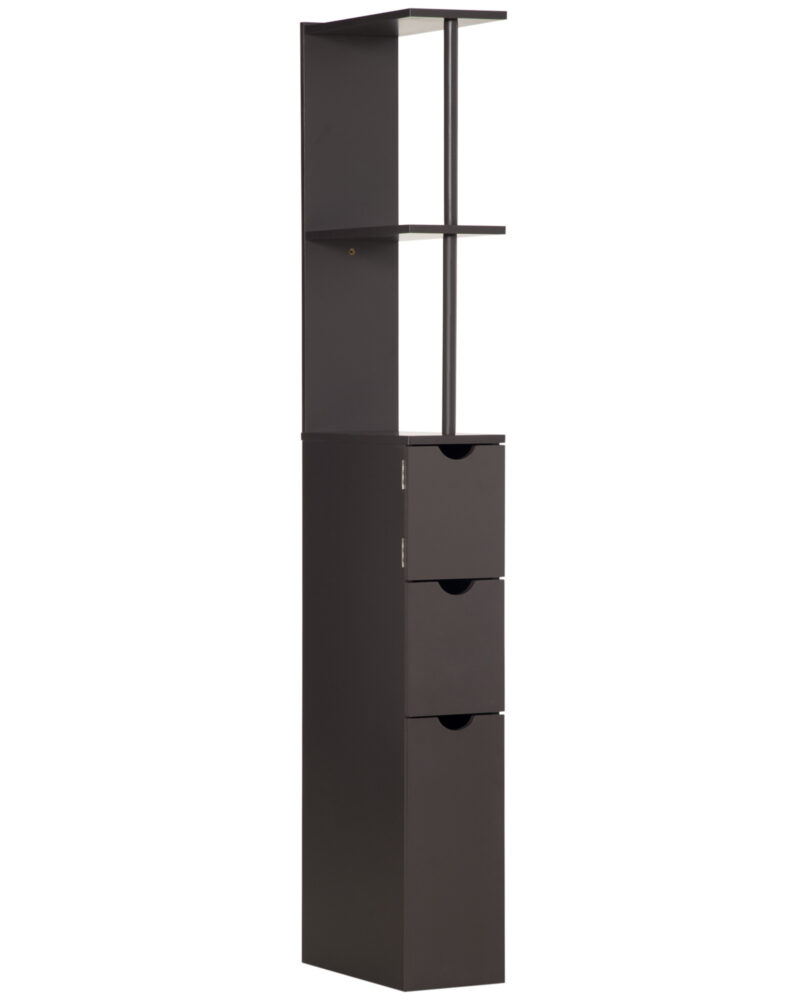 Tall Bathroom Cabinet, Freestanding Bathroom Storage Cabinet With 2-Tier Shelf And Drawers, Narrow Cupboard Storage Unit, Brown