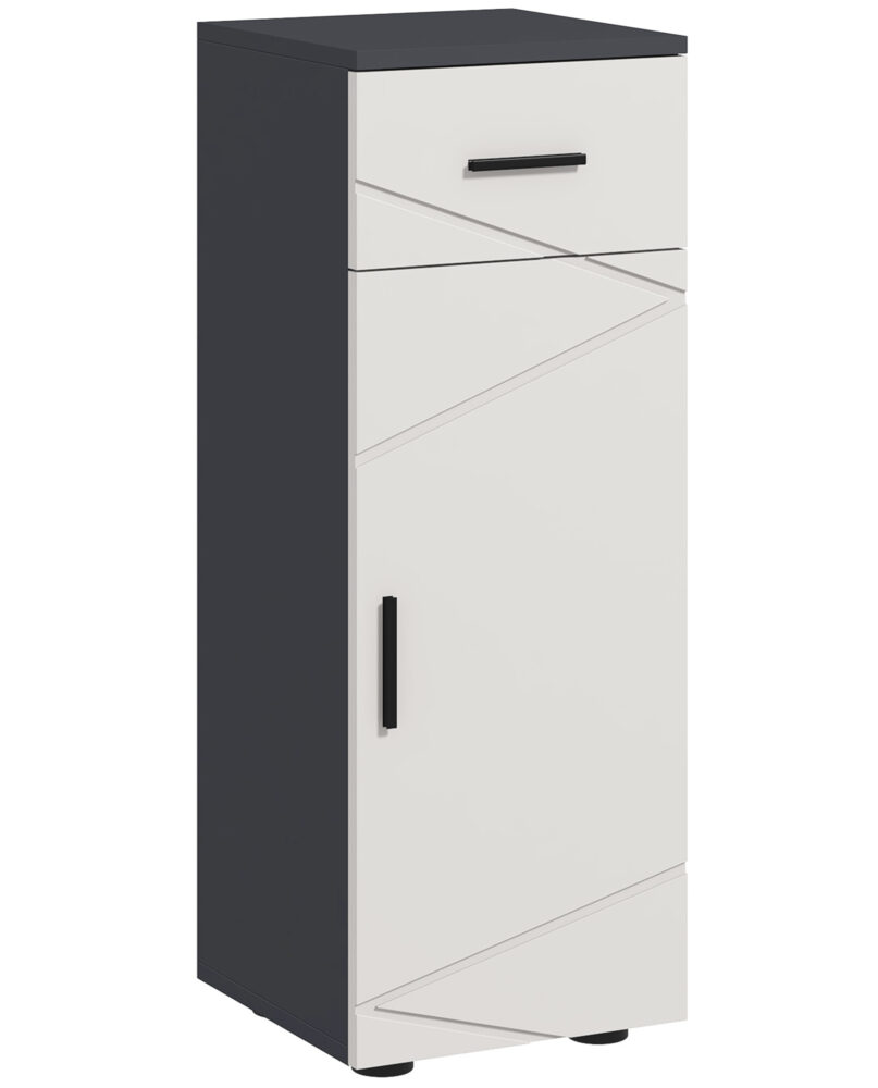 Kleankin Slim Bathroom Cabinet, Narrow Bathroom Storage Cabinet With Drawer, Door Cupboard, Adjustable Shelf And Soft Close Mechanism, Grey