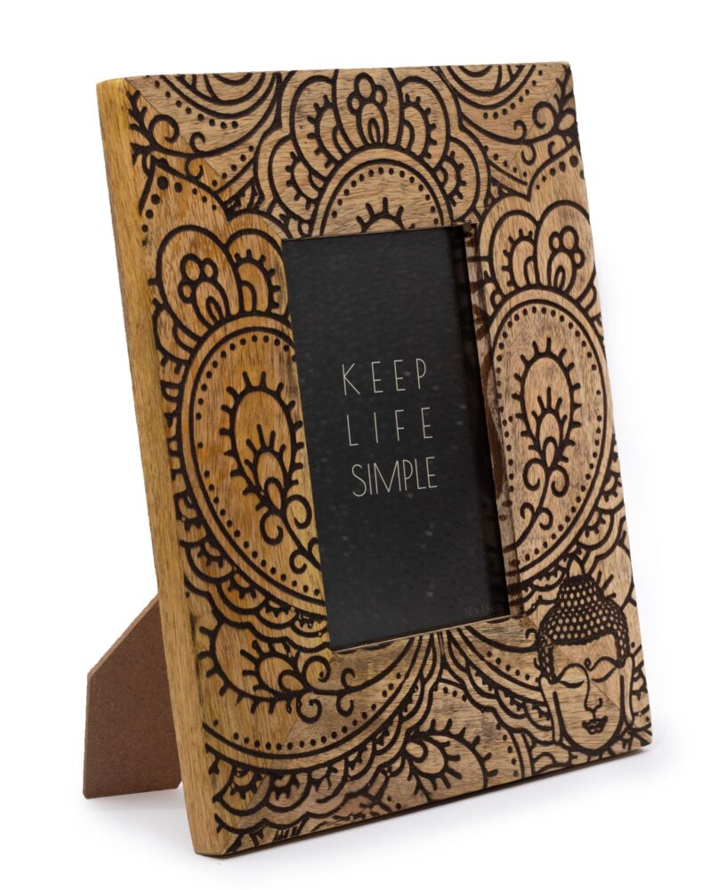 Med Mango Wood Picture Framel (for 10x15cm) 26x20x2cm - Buddha - Black