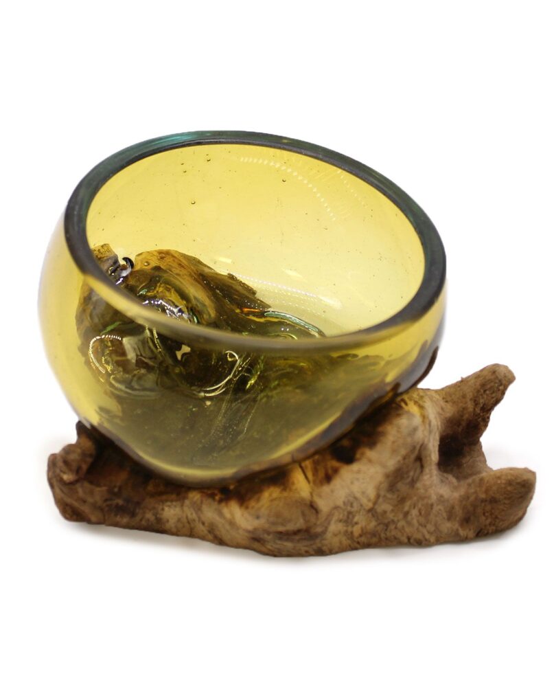 Molton Glass Mini Amber Bowl on Wood