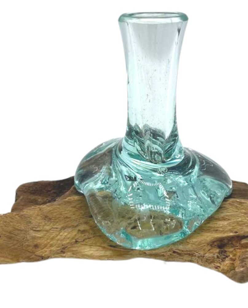 Molton Glass Small Flower Vase on Wood