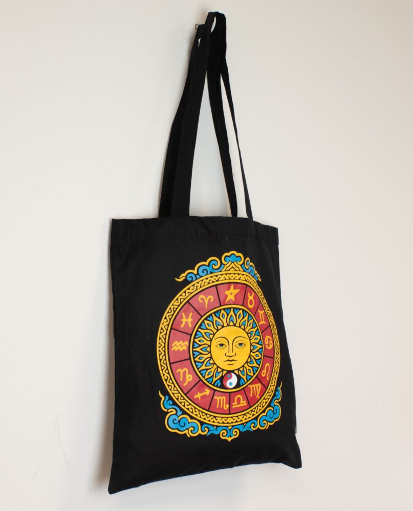 Iconic Classic Tote Bag - Zodiac Sun - Black 6oz