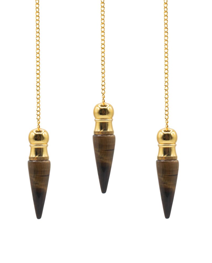 Secret Cavity Discovery of Truth Pendulum - Tiger Eye - Gold Plated