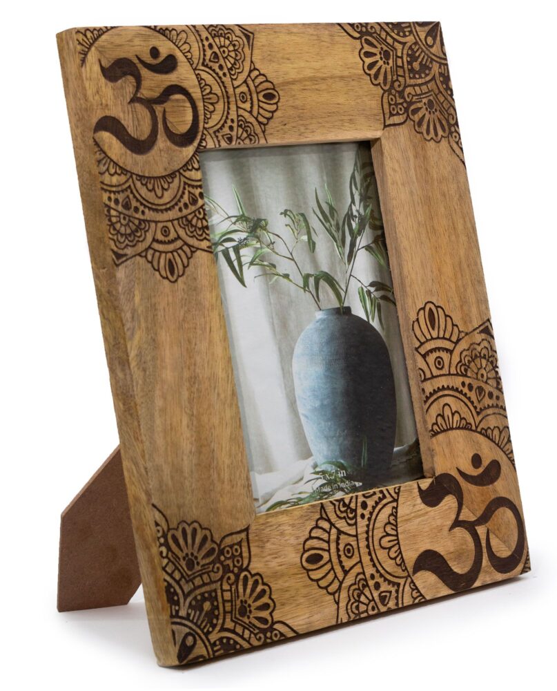 Lrg Mango Wood Picture Frame (for 13x18cm) 28x23x2cm - Mandala - Black