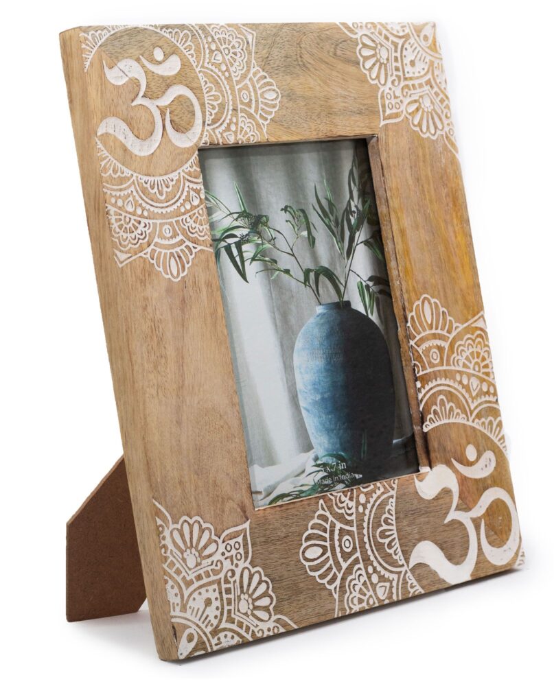 Lrg Mango Wood Picture Frame (for 13x18cm) 28x23x2cm - Mandala - White