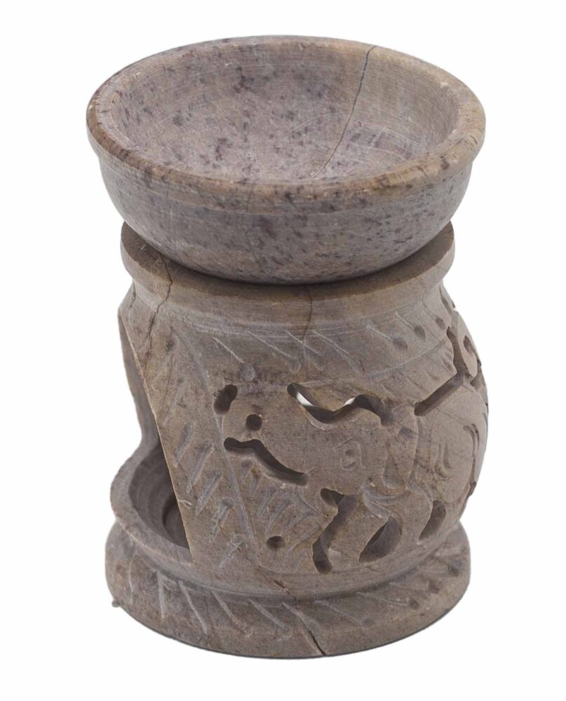 Small Soapstone Oil Burner 8cm - Elephant