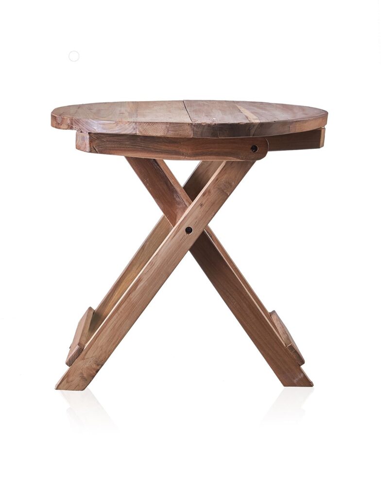 Round Folding Coffee Table - 50cm - Recycled Wood