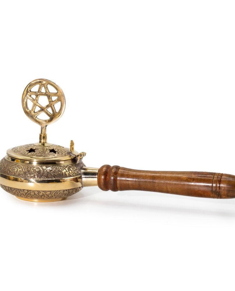 Censer Incense Burner with Wooden Handle - Pentagram