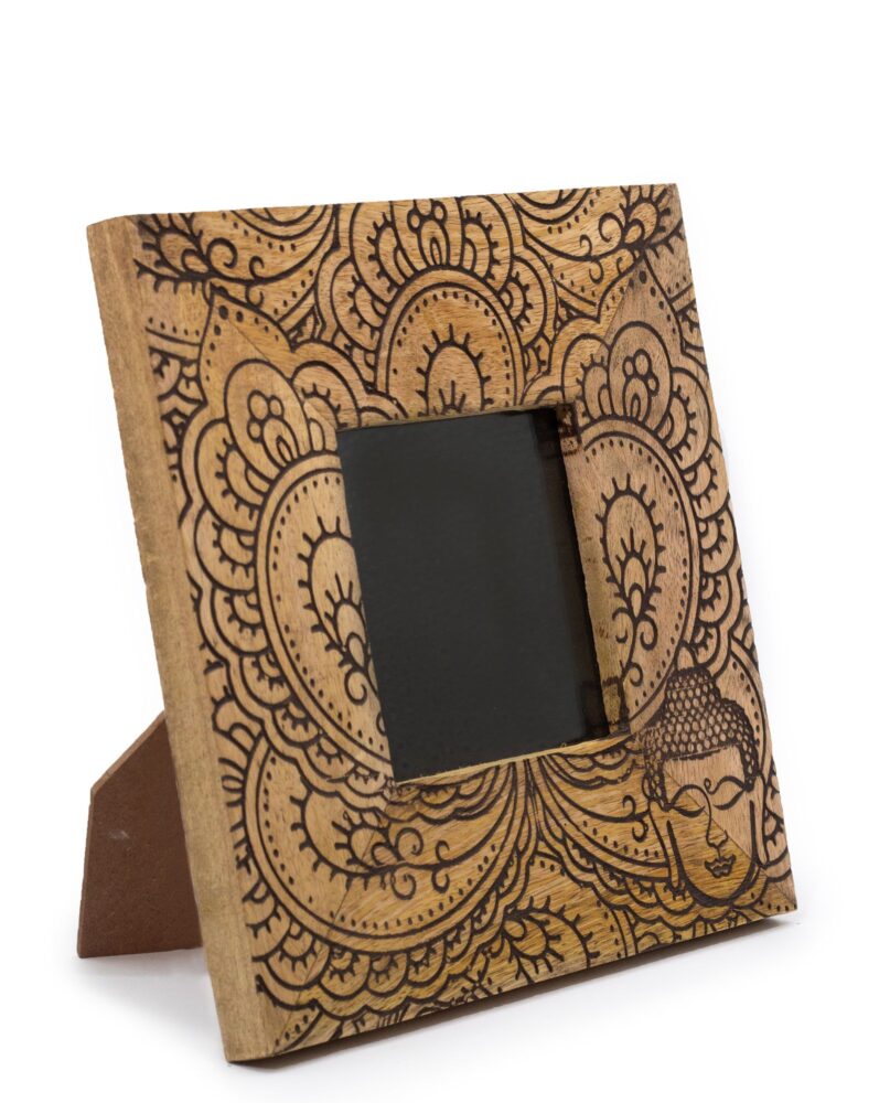 Small Mango Wood Picture Framel (for 10x10cm) 20x20x2cm - Buddha - Black