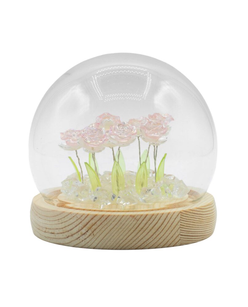 Floral Glow Garden Dome - 10 Pink Roses - LED USB