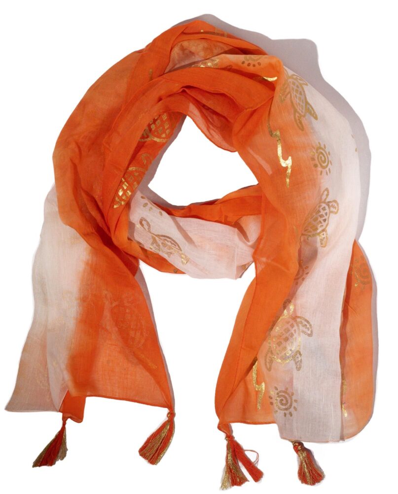 Nomad Sari Summer Turtle Print Scarf - Coral (180x50cm)