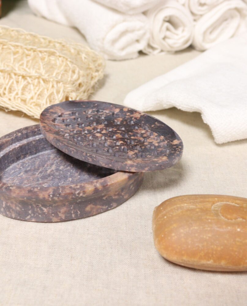 Soapstone Soap Dish & Drainer 11x8cm- Classic Oval