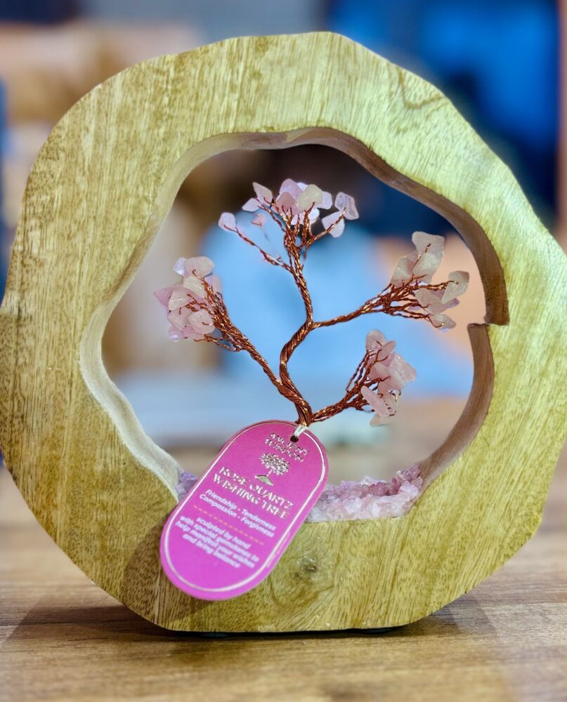 Gemstone Tree Garden - Mango Wood Ring - Rose Quartz - 60 chipstones