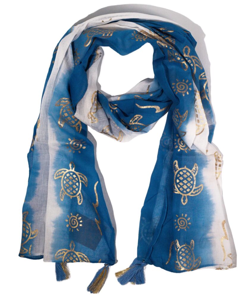 Nomad Sari Summer Turtle Print Scarf - Sea Blue (180x50cm)