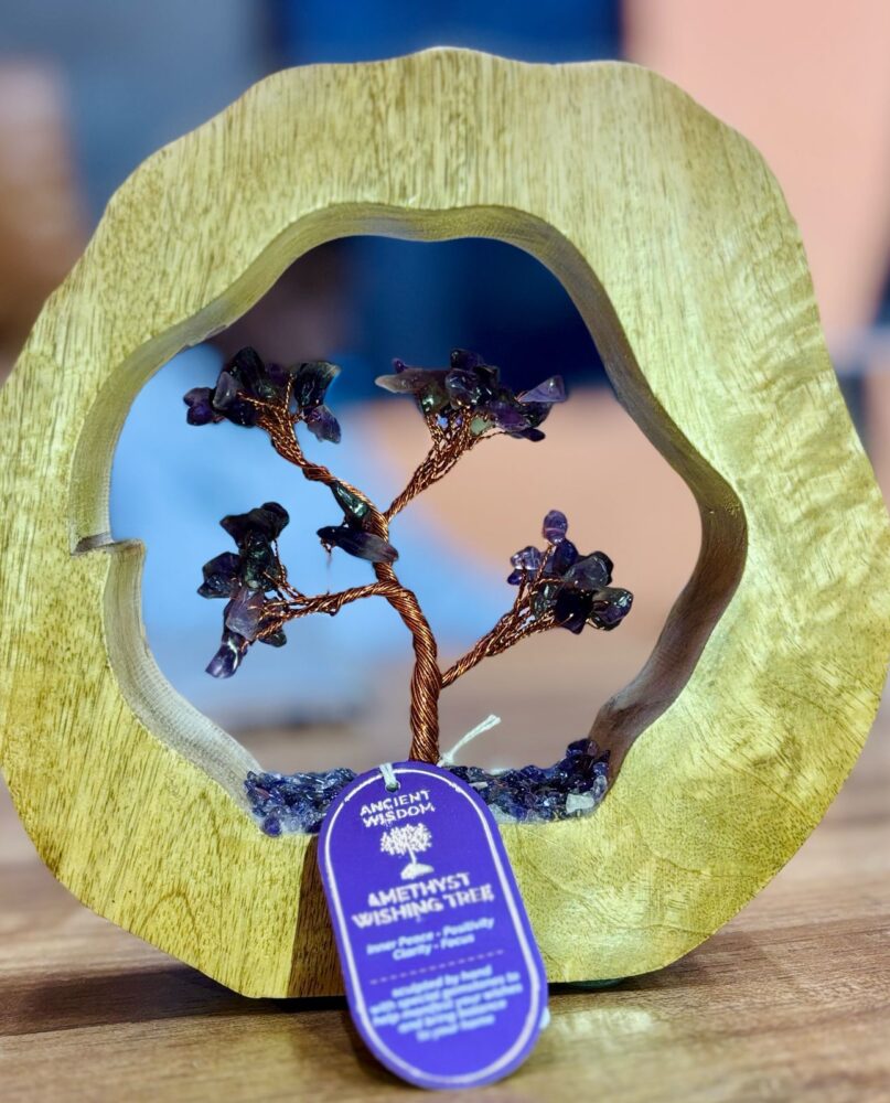 Gemstone Tree Garden - Mango Wood Ring - Amethyst - 60 chipstones