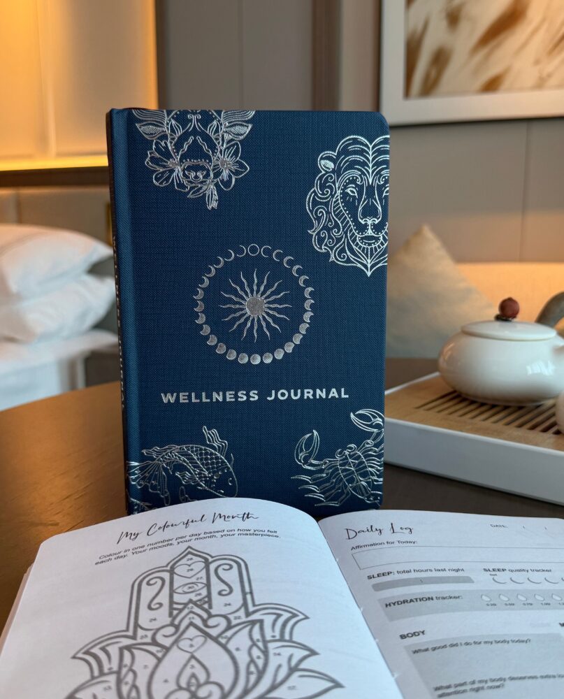 Midnight Blue Wellness Journal - 120 pages - Silver Zodiac